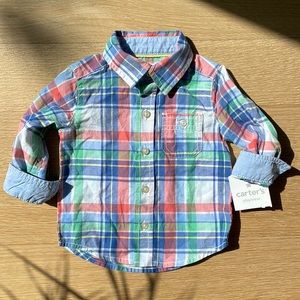 NWT Carters Plaid Button Down Size 6 Months